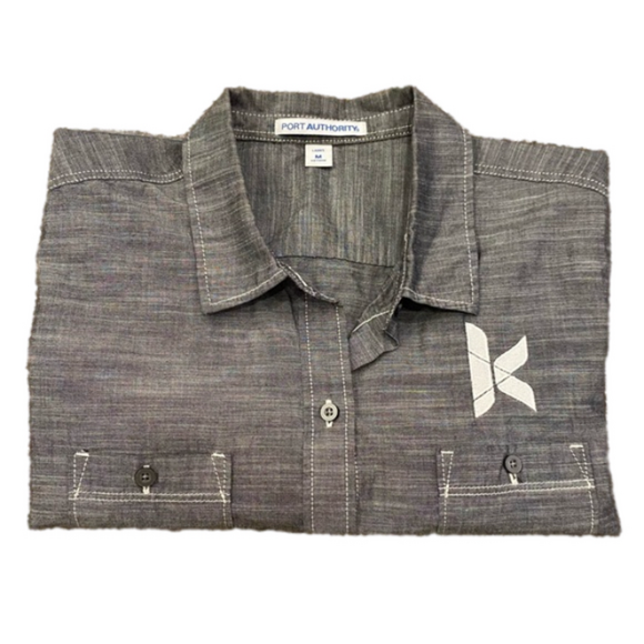 Port Authority | x2 Shirts | Sz M | Gray | Long Sleeves | Collared button-up | K - Picture 2 of 9